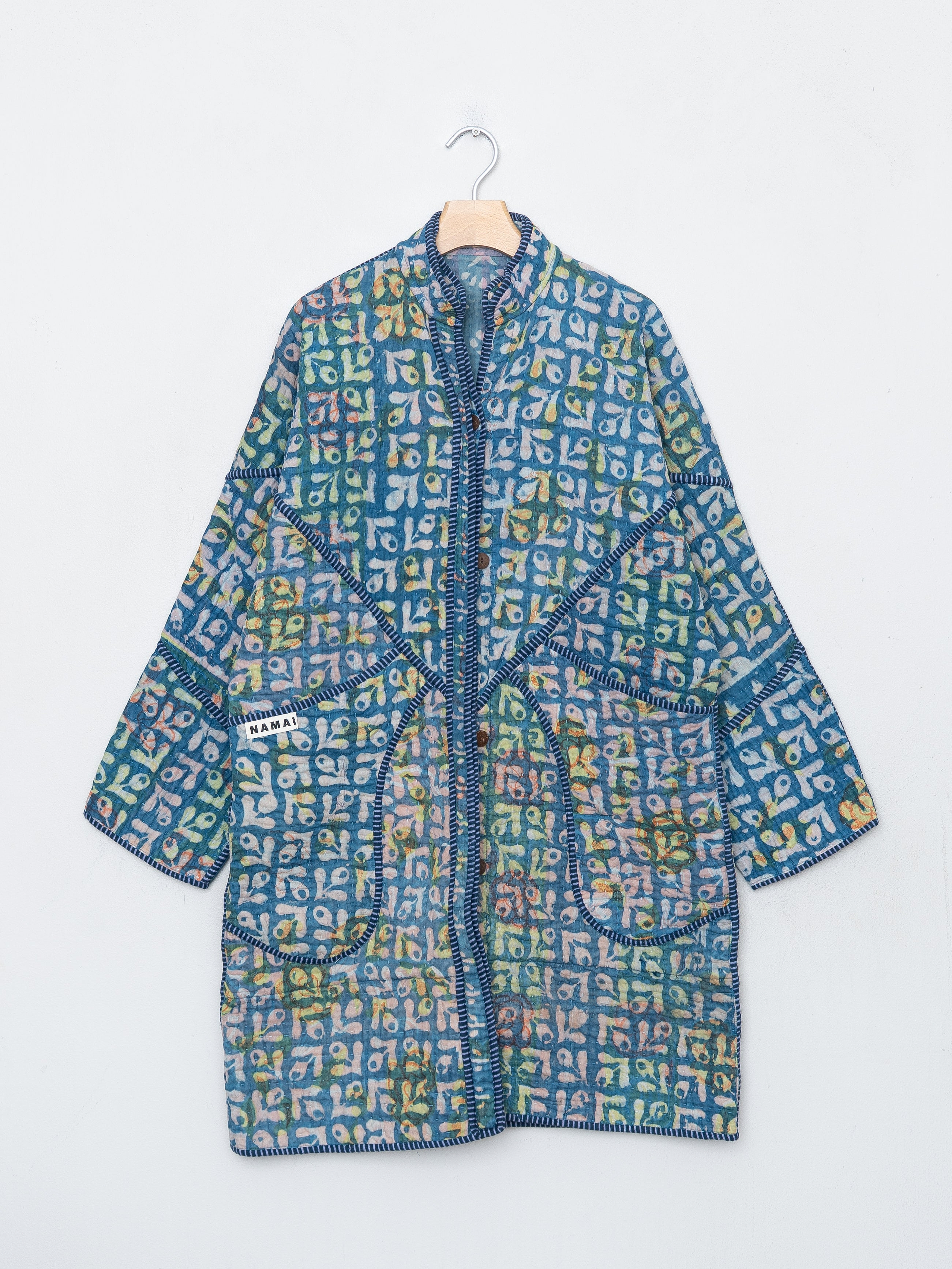 The Sai Quilted Indigo Kantha Coat