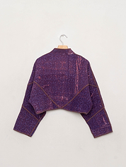 The Kaira Cropped Quilted Indigo Kantha Jacket
