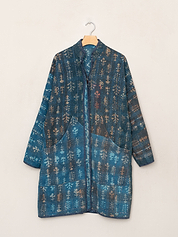The Sai Quilted Indigo Kantha Coat