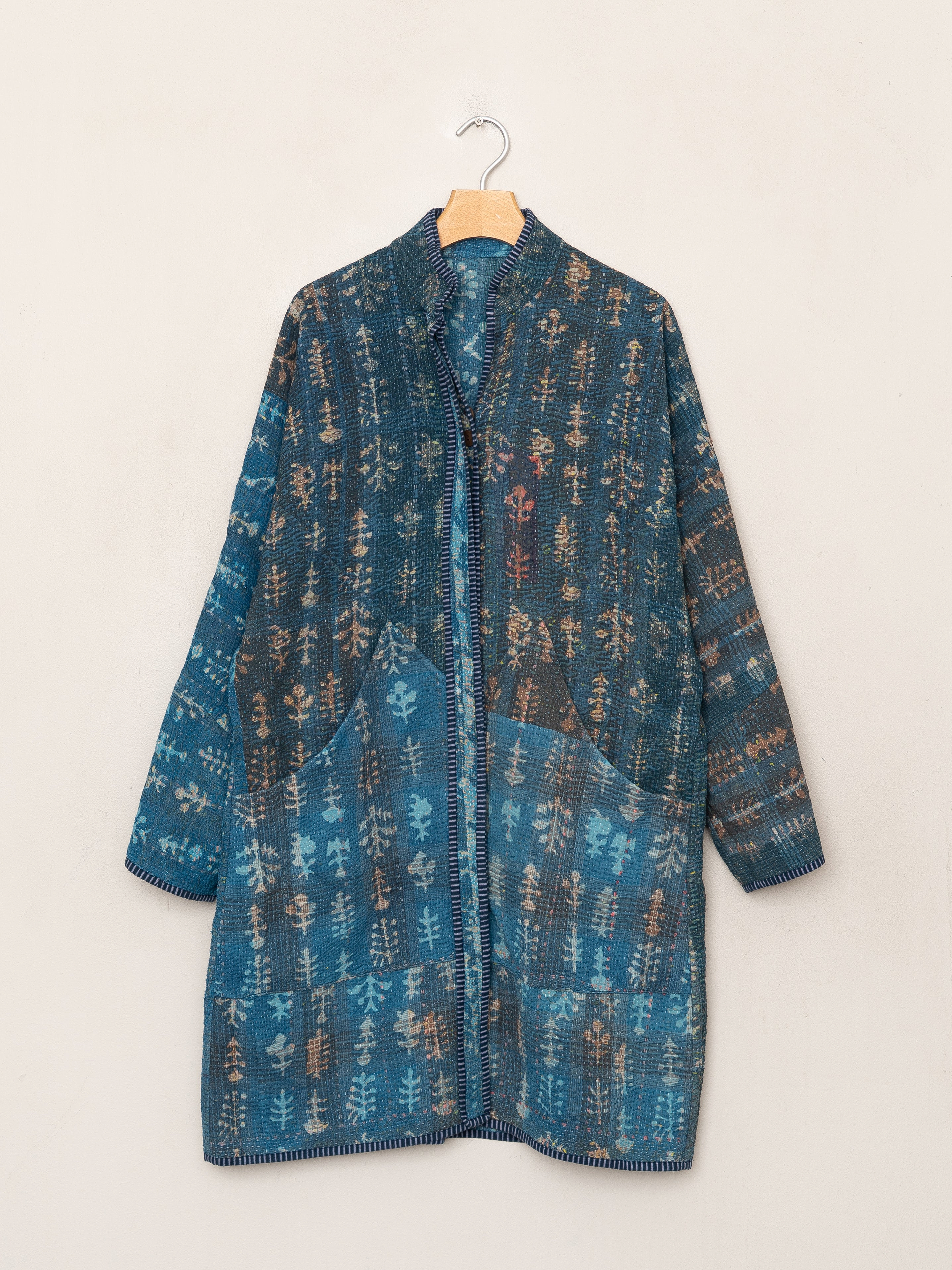 The Sai Quilted Indigo Kantha Coat
