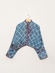 The Kaira Cropped Quilted Indigo Kantha Jacket