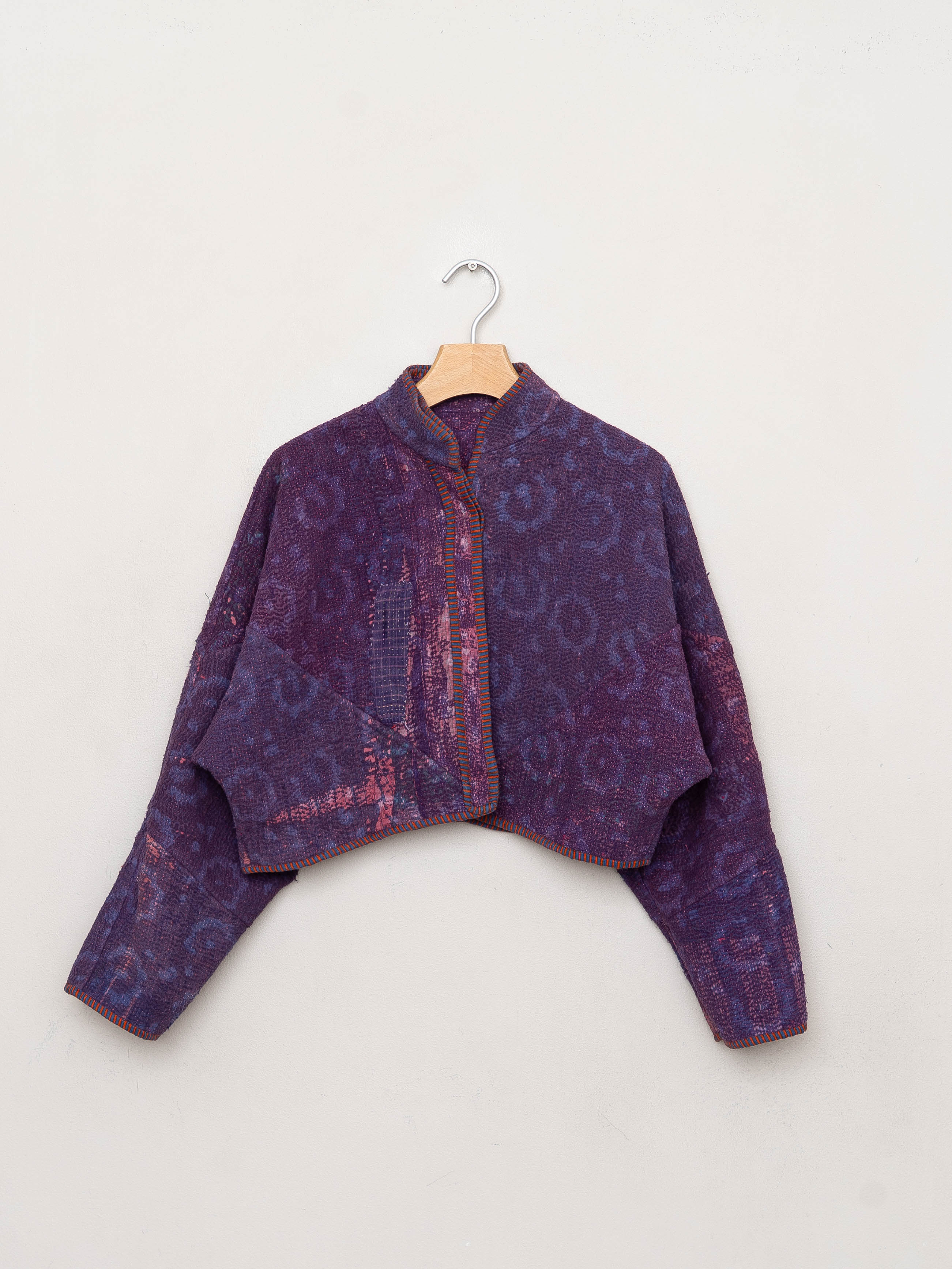 The Kaira Cropped Quilted Indigo Kantha Jacket