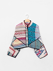 The Kaira Cropped Quilted Patchwork Kantha Jacket