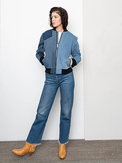 The Veda Denim Bomber Jacket - Small