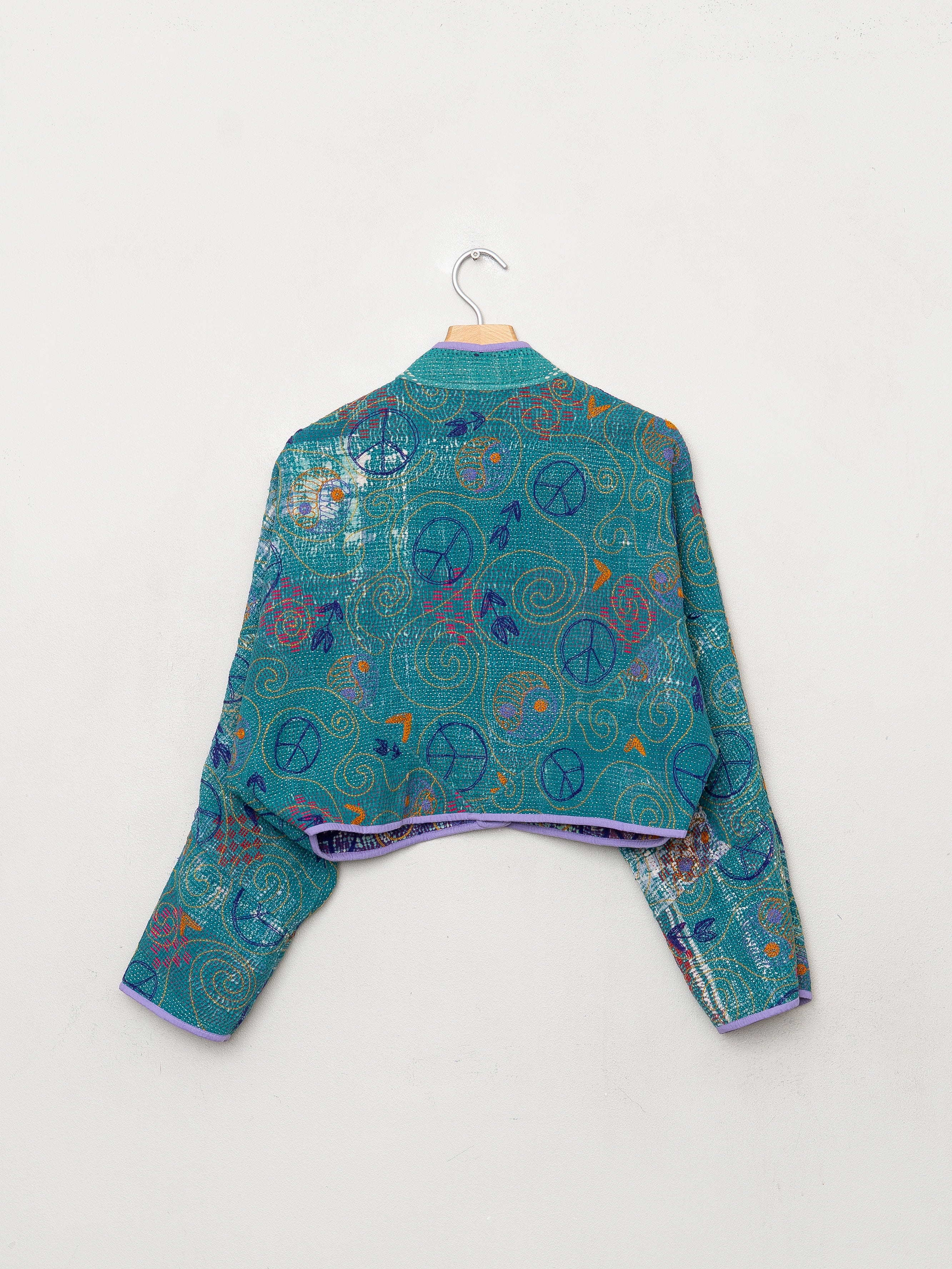 The Kaira Cropped Suzani Quilted Kantha Jacket