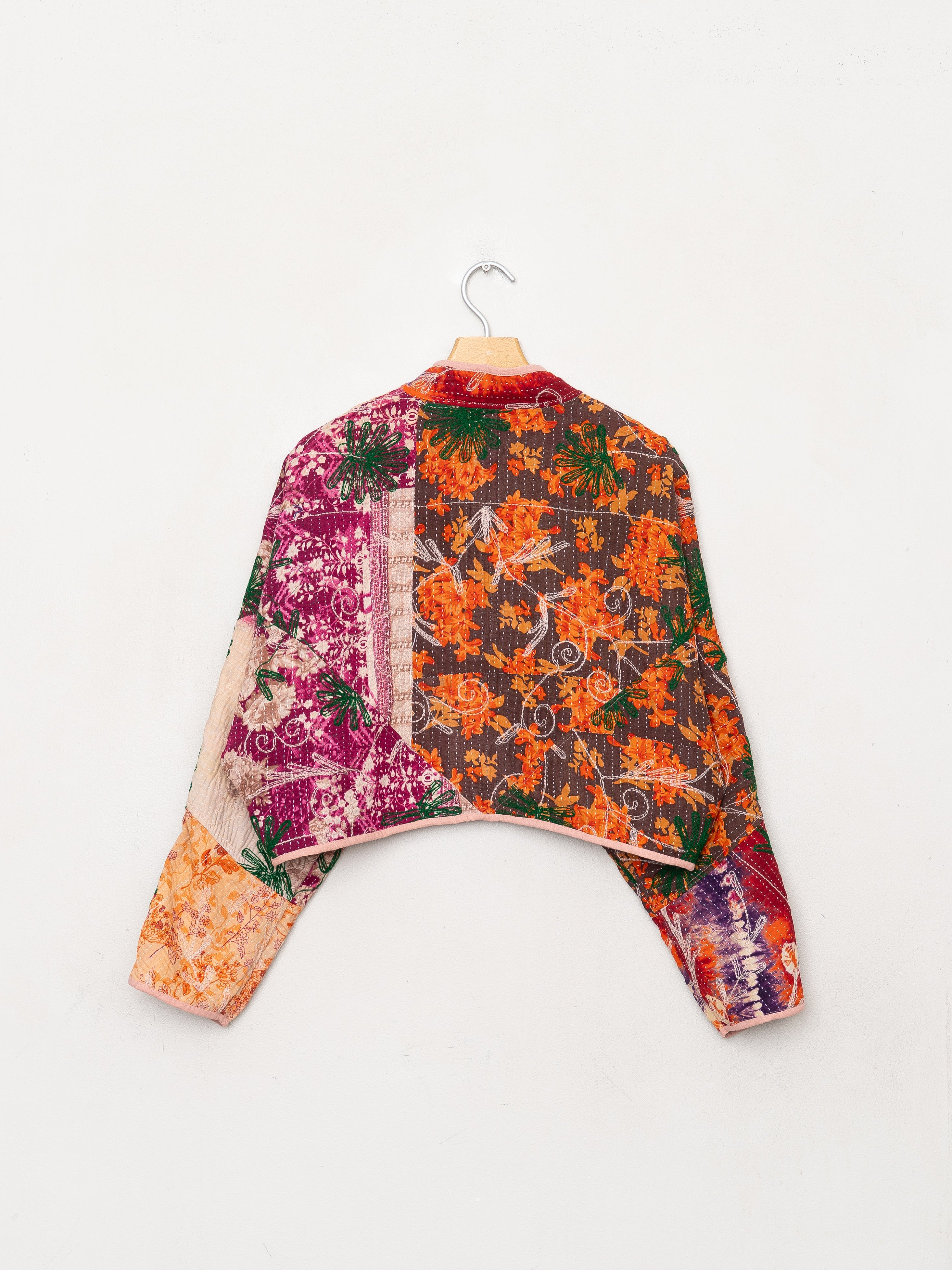 The Kaira Cropped Suzani Quilted Kantha Jacket
