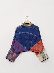 The Kaira Cropped Quilted Patchwork Kantha Jacket