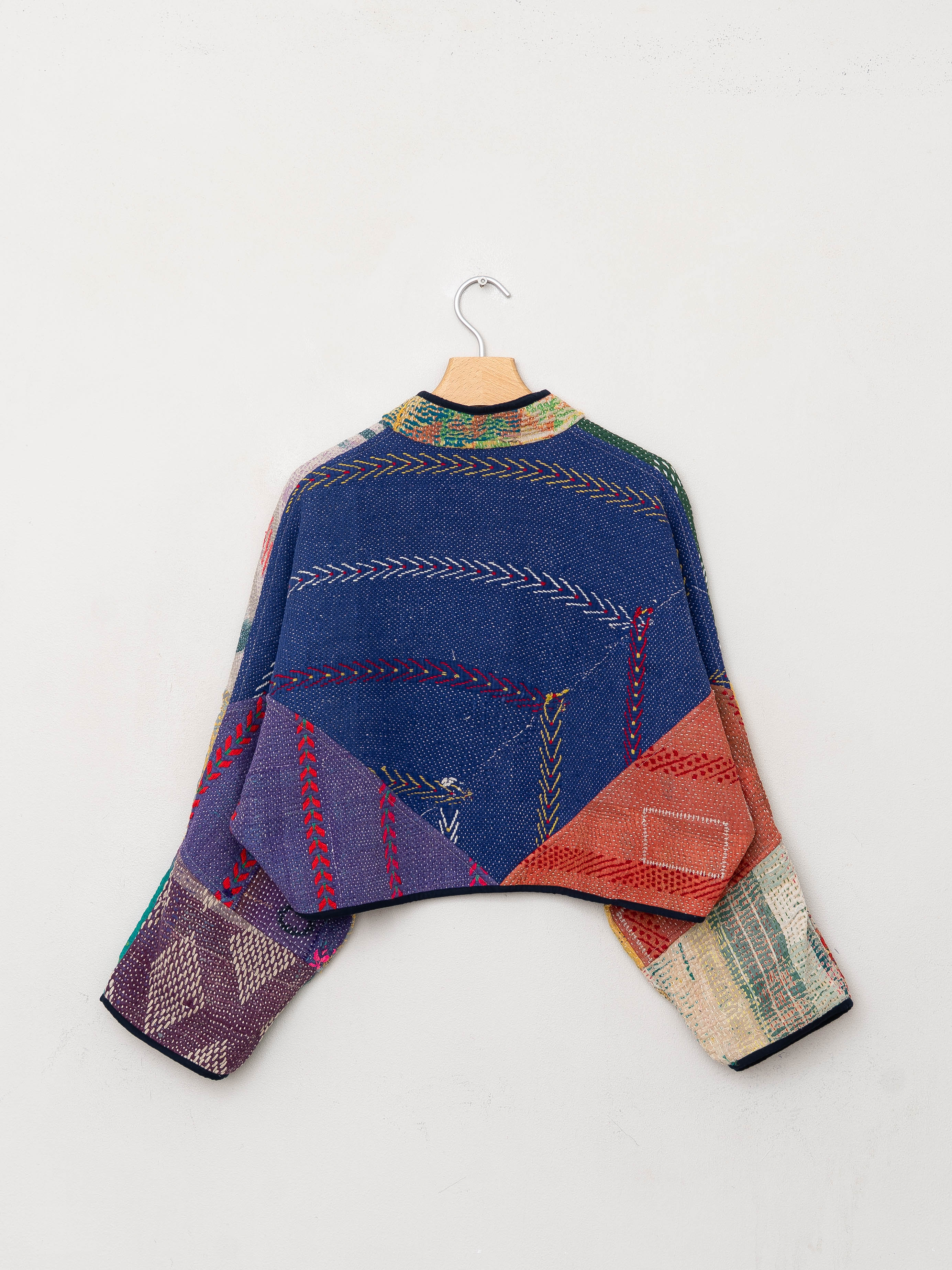 The Kaira Cropped Quilted Patchwork Kantha Jacket