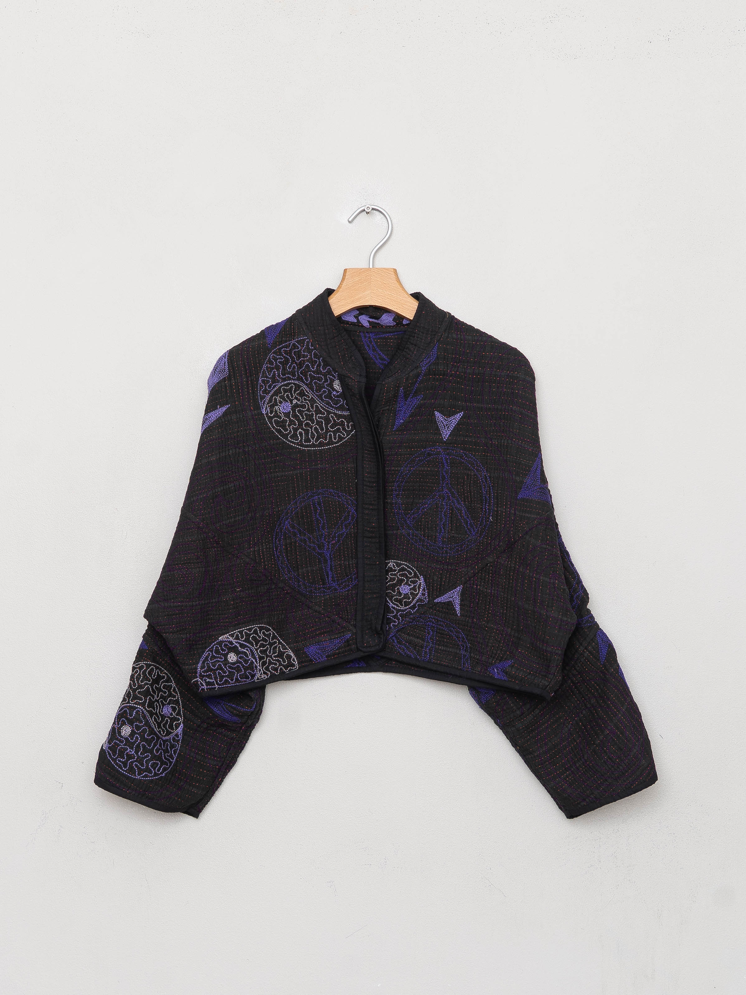 The Kaira Cropped Suzani Quilted Kantha Jacket