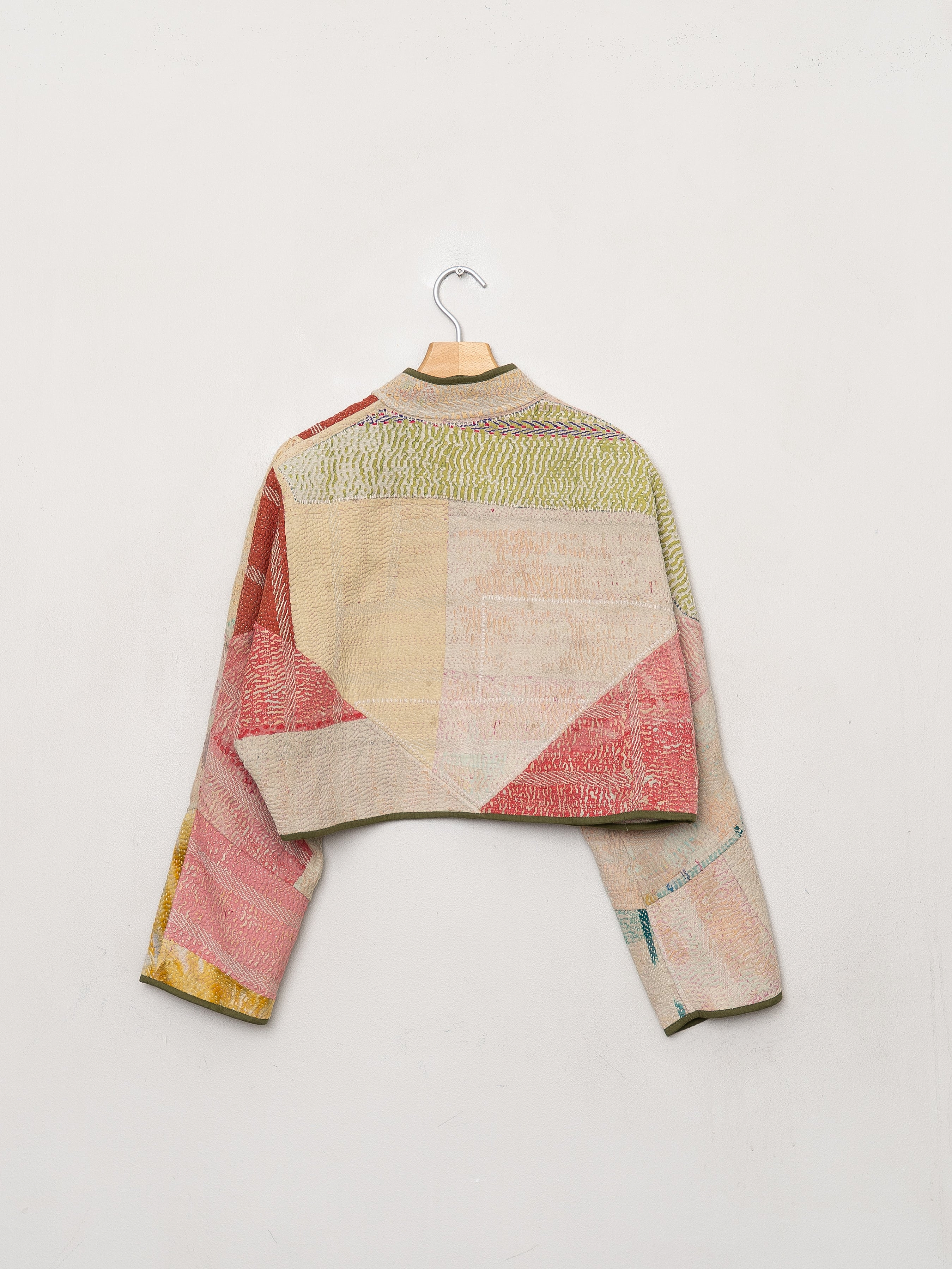 The Kaira Cropped Quilted Patchwork Kantha Jacket