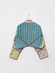 The Kaira Cropped Quilted Patchwork Kantha Jacket
