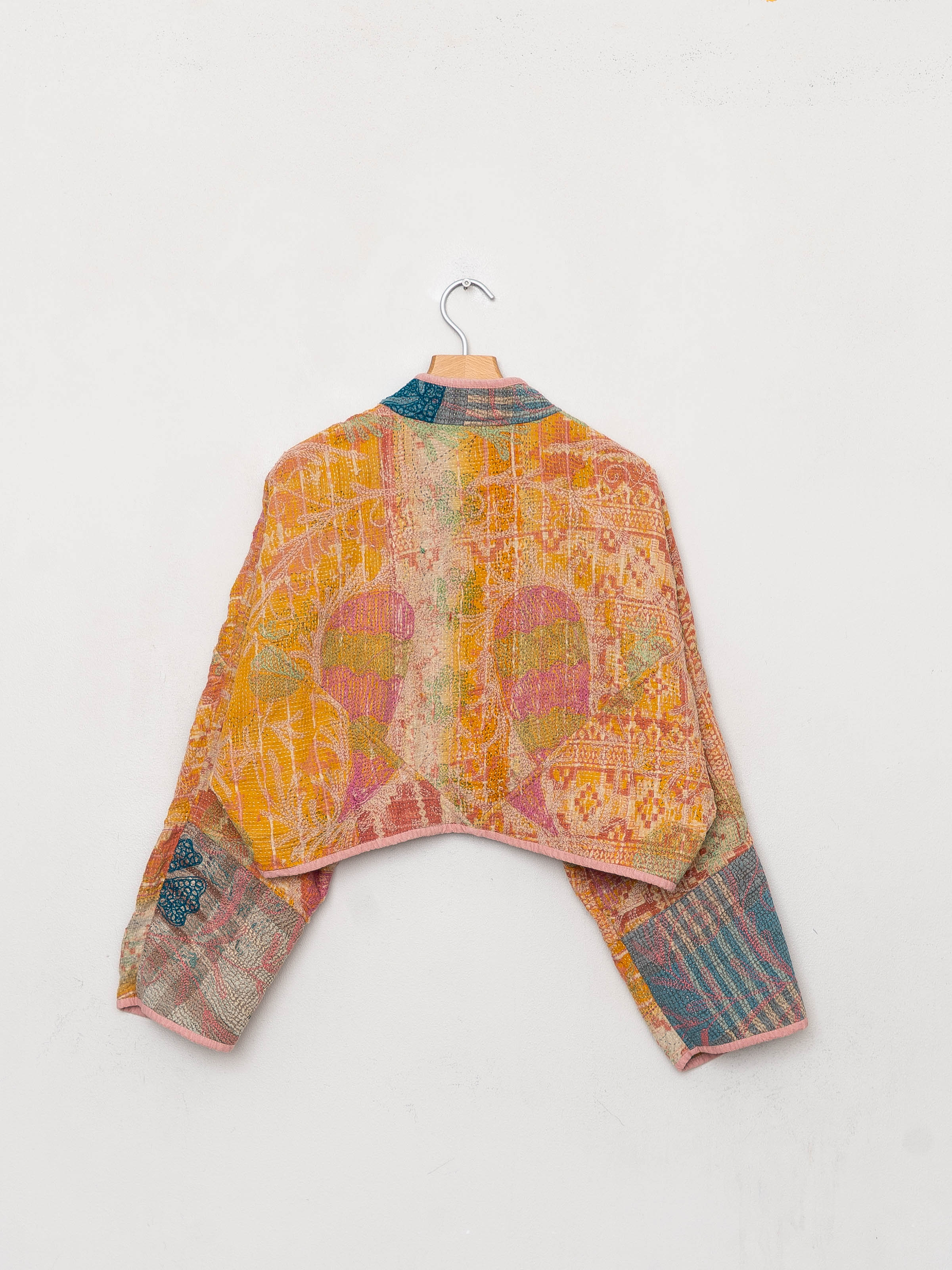 The Kaira Cropped Suzani Quilted Kantha Jacket