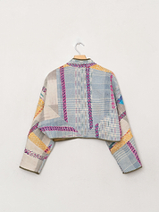 The Kaira Cropped Quilted Patchwork Kantha Jacket