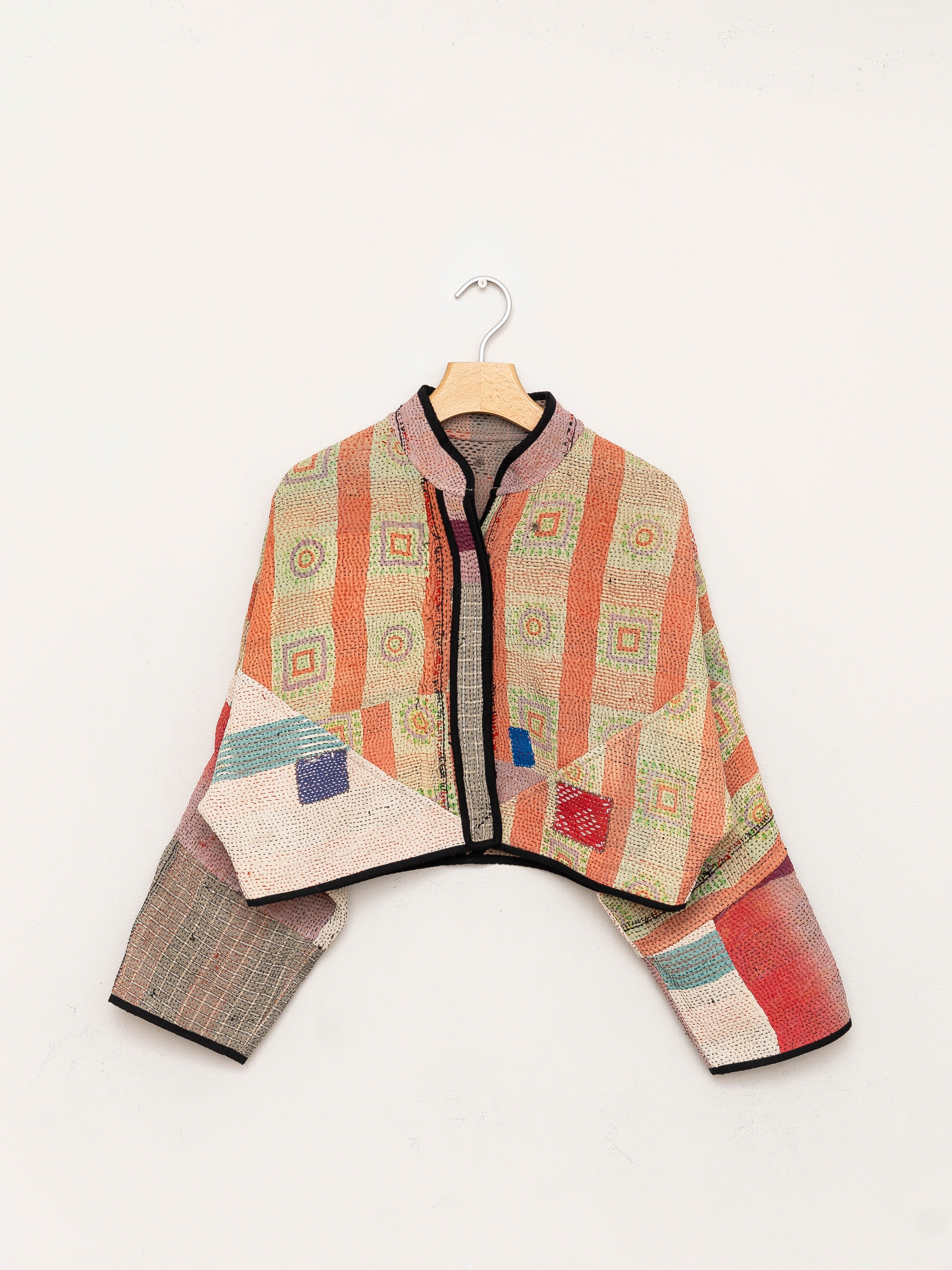 The Kaira Cropped Quilted Patchwork Kantha Jacket