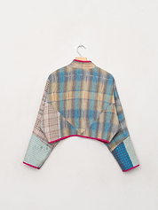 The Kaira Cropped Quilted Patchwork Kantha Jacket