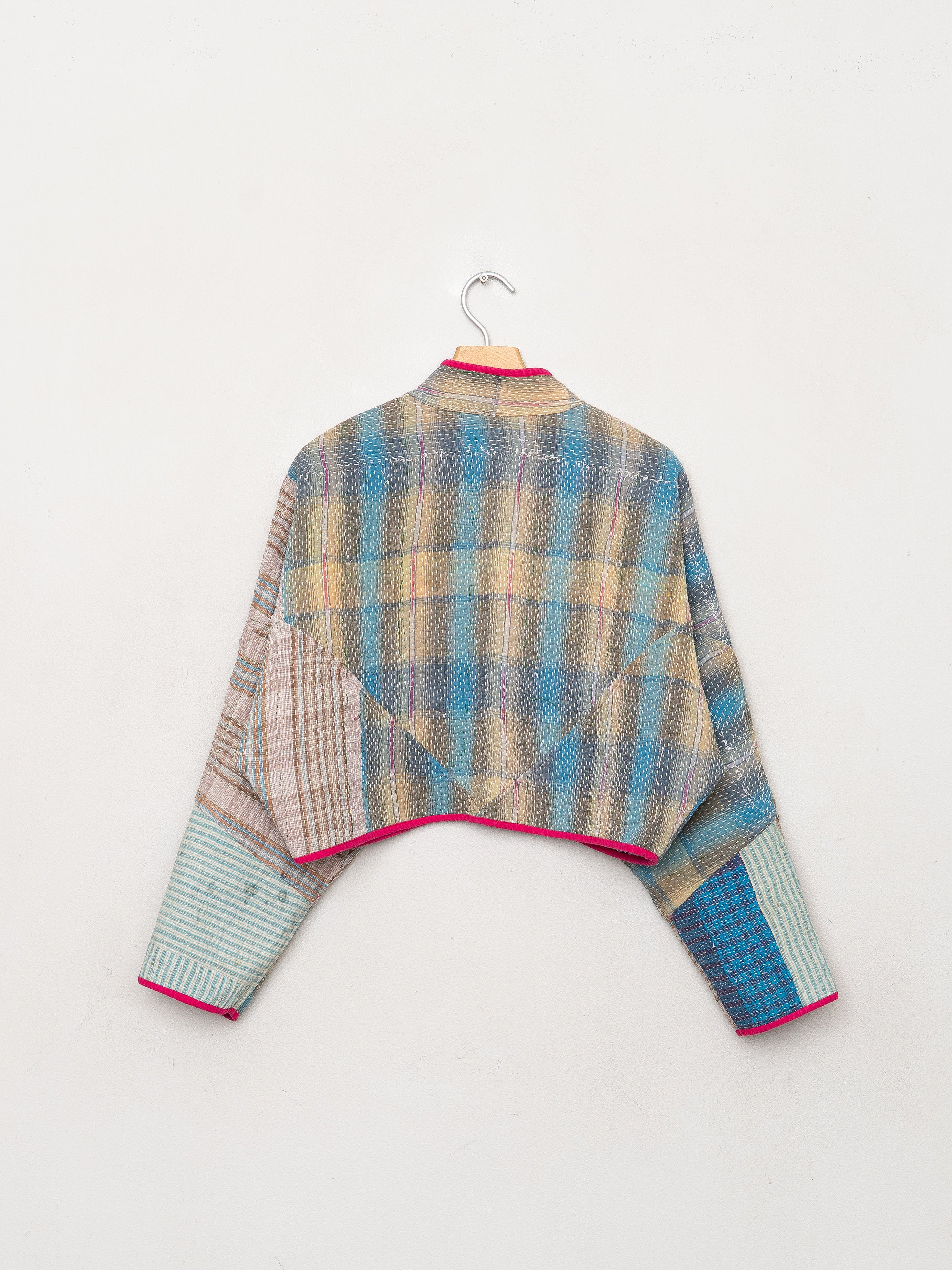 The Kaira Cropped Quilted Patchwork Kantha Jacket