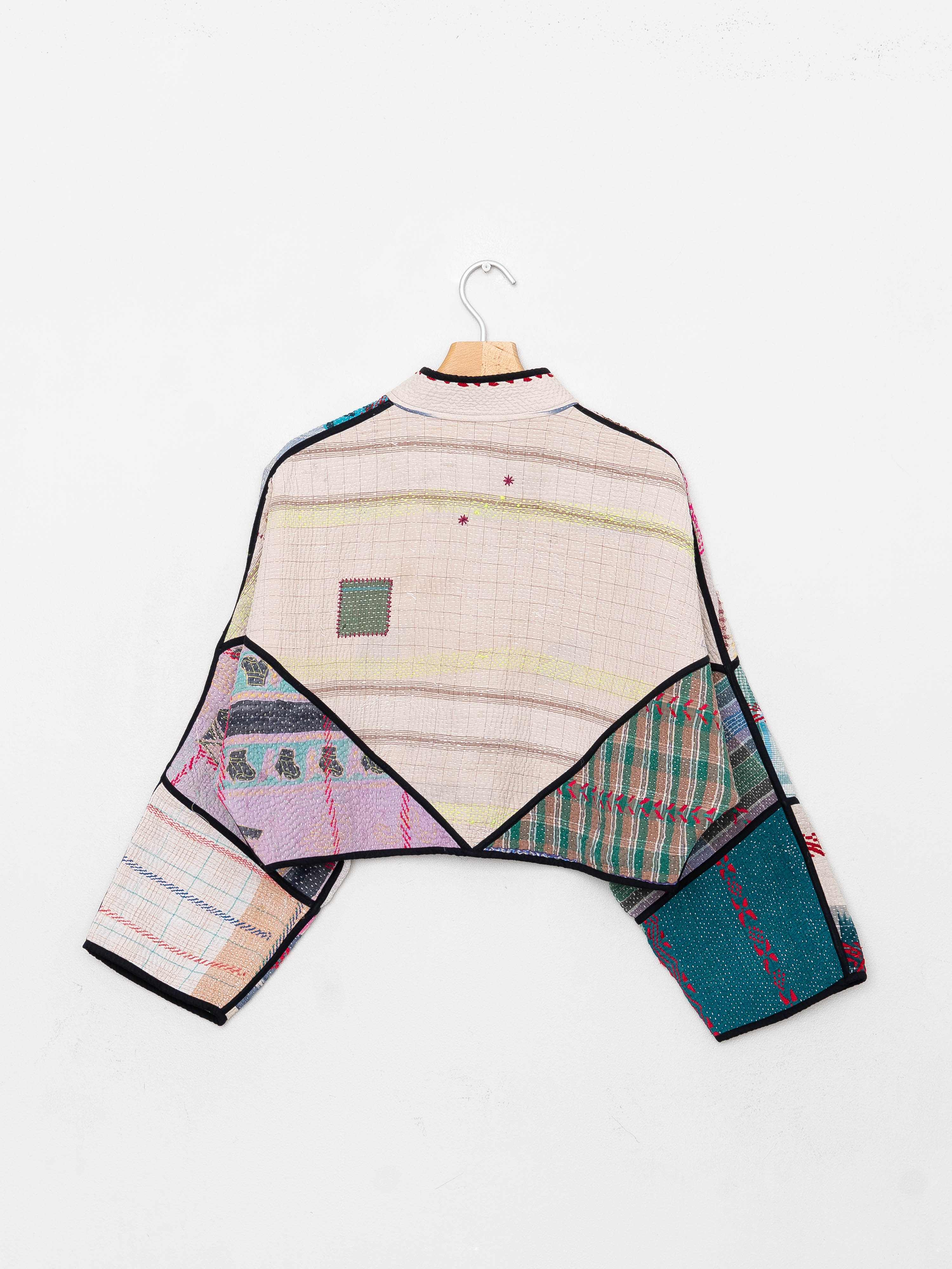 The Kaira Cropped Quilted Patchwork Kantha Jacket