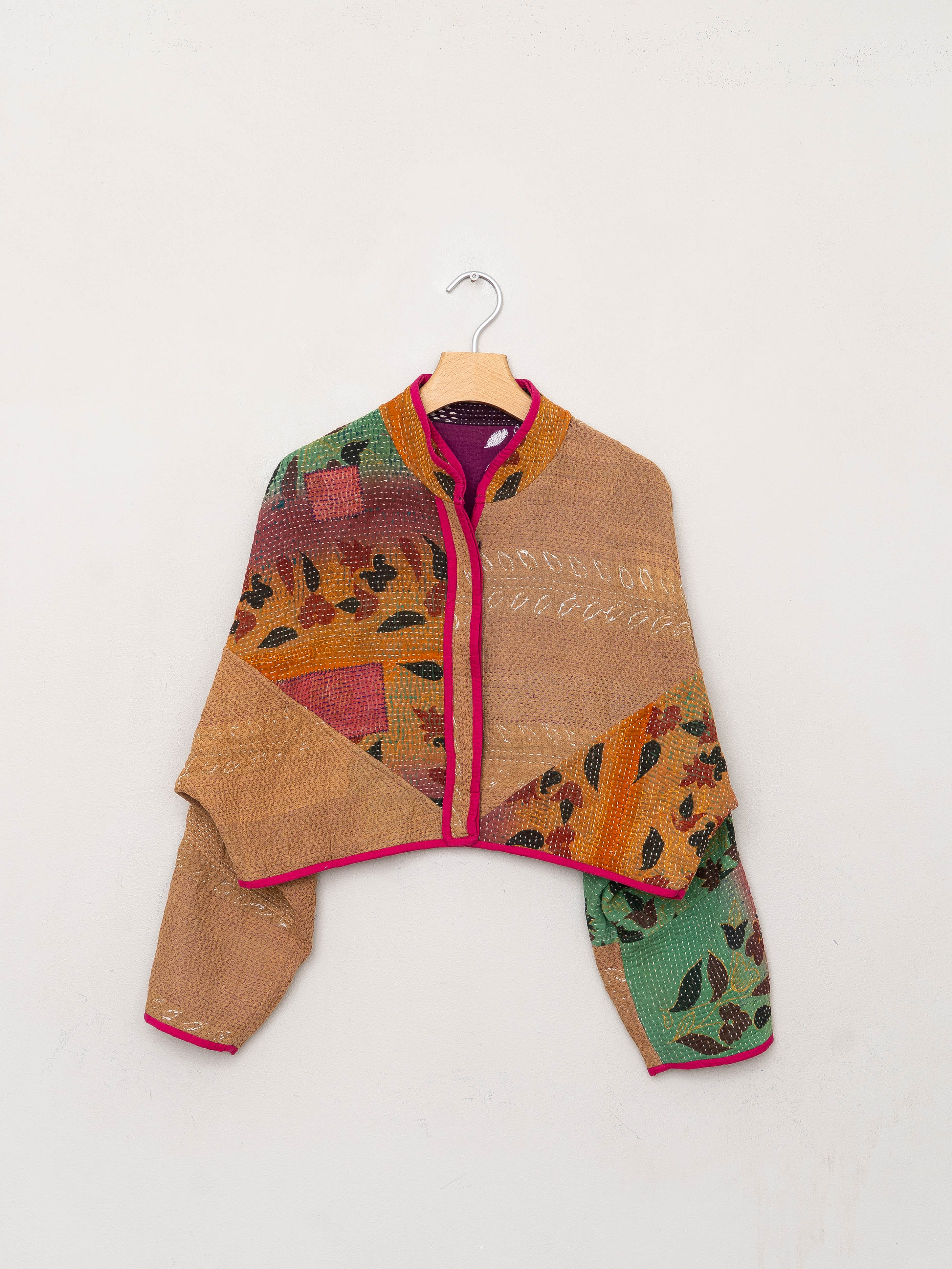The Kaira Cropped Suzani Quilted Kantha Jacket