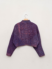 The Kaira Cropped Quilted Indigo Kantha Jacket