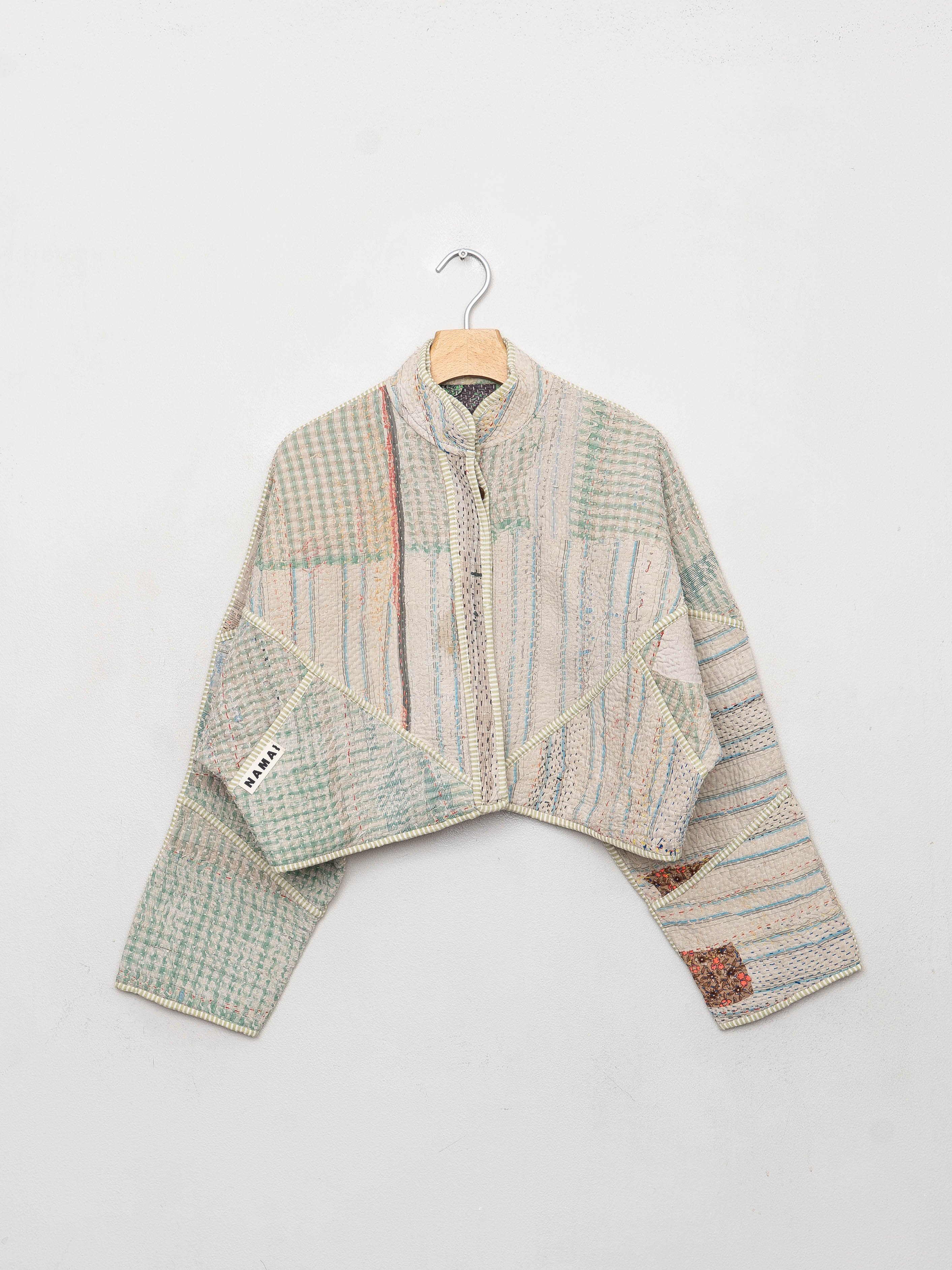 The Kaira Cropped Quilted Patchwork Kantha Jacket
