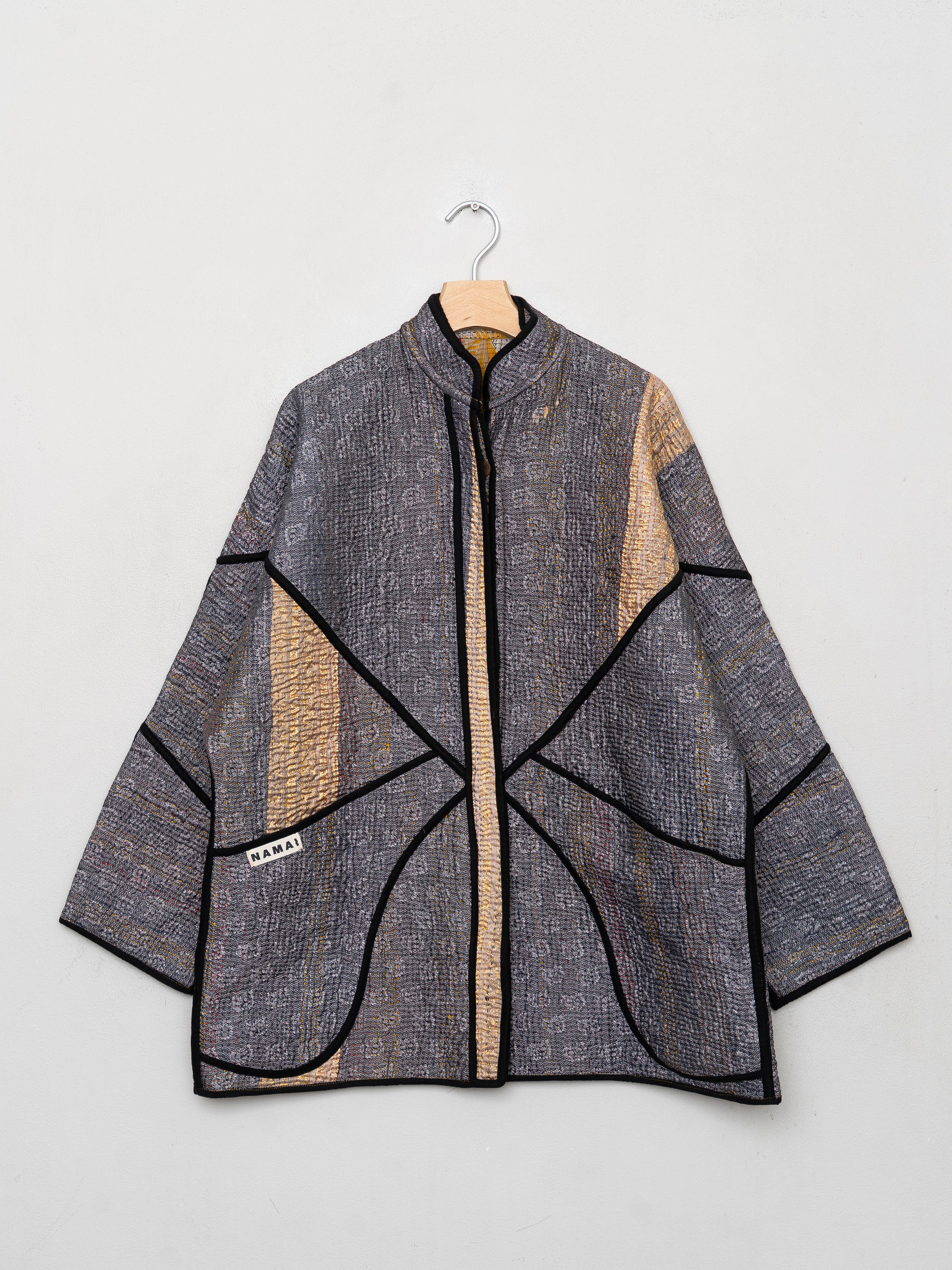 The Narmada Quilted Patchwork Kantha Jacket