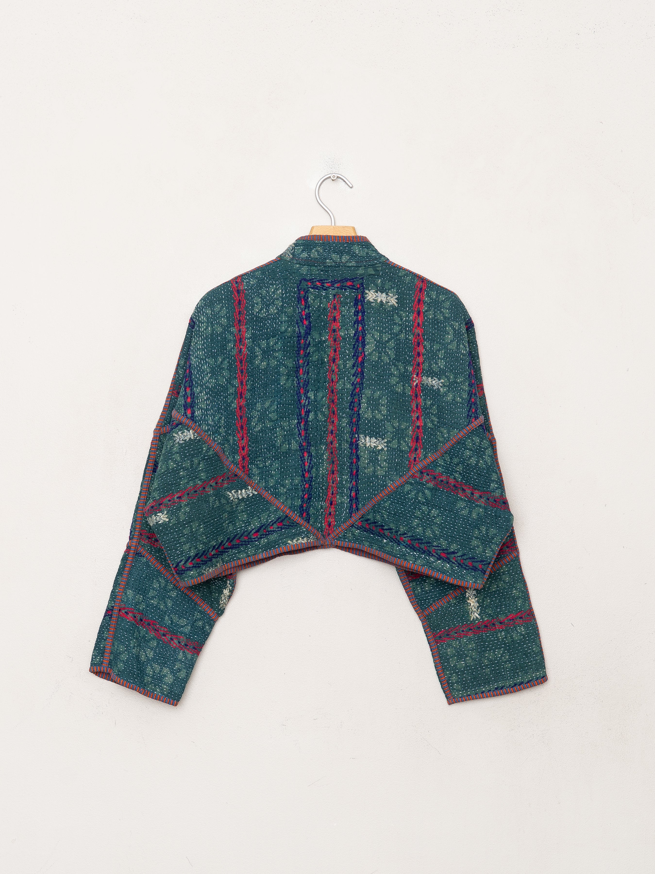The Kaira Cropped Quilted Indigo Kantha Jacket