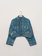 The Kaira Cropped Quilted Indigo Kantha Jacket