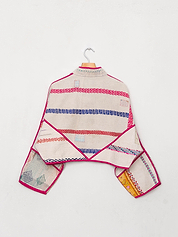 The Kaira Cropped Quilted Patchwork Kantha Jacket