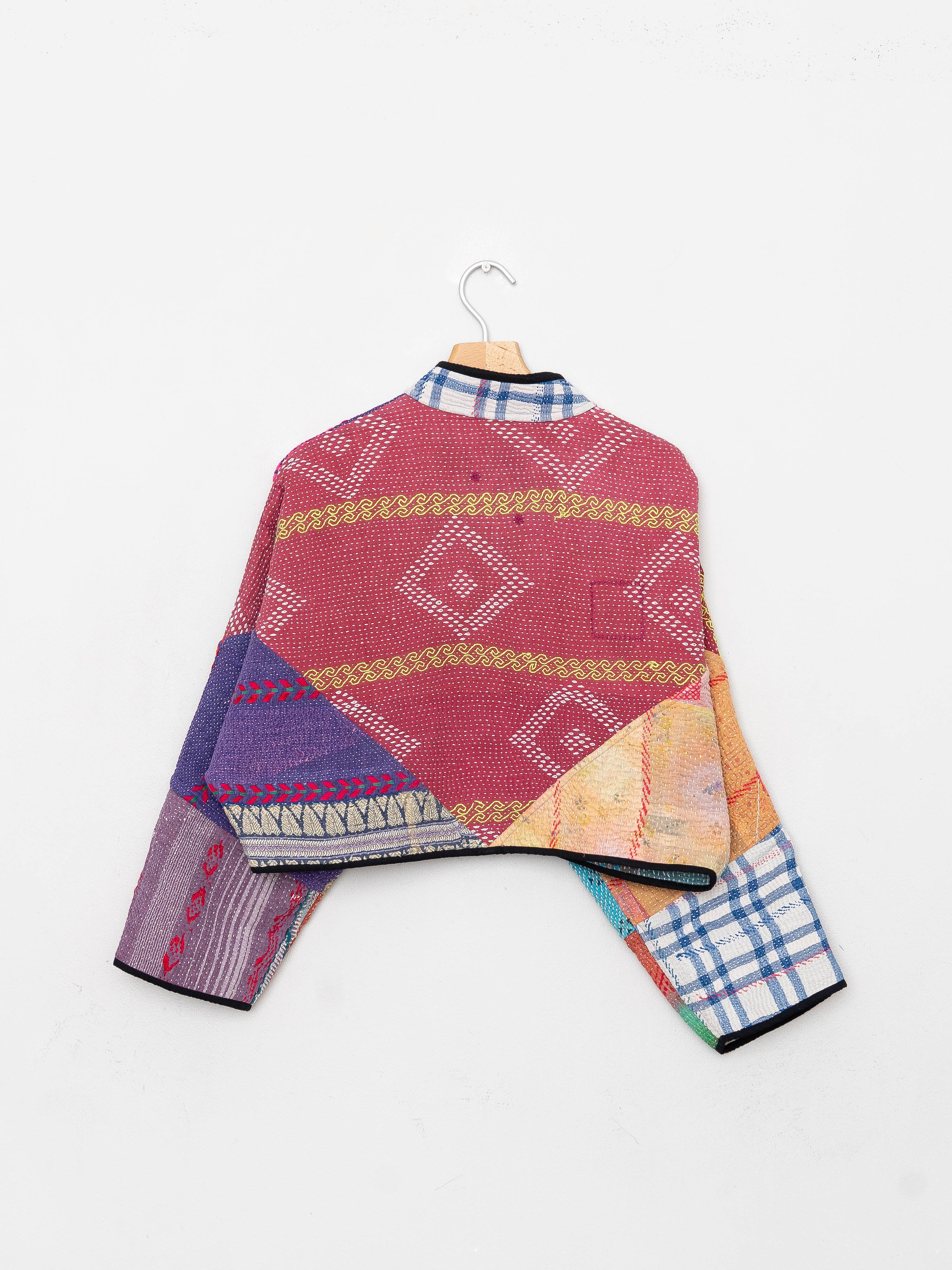 The Kaira Cropped Quilted Patchwork Kantha Jacket