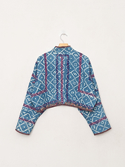 The Kaira Cropped Quilted Indigo Kantha Jacket