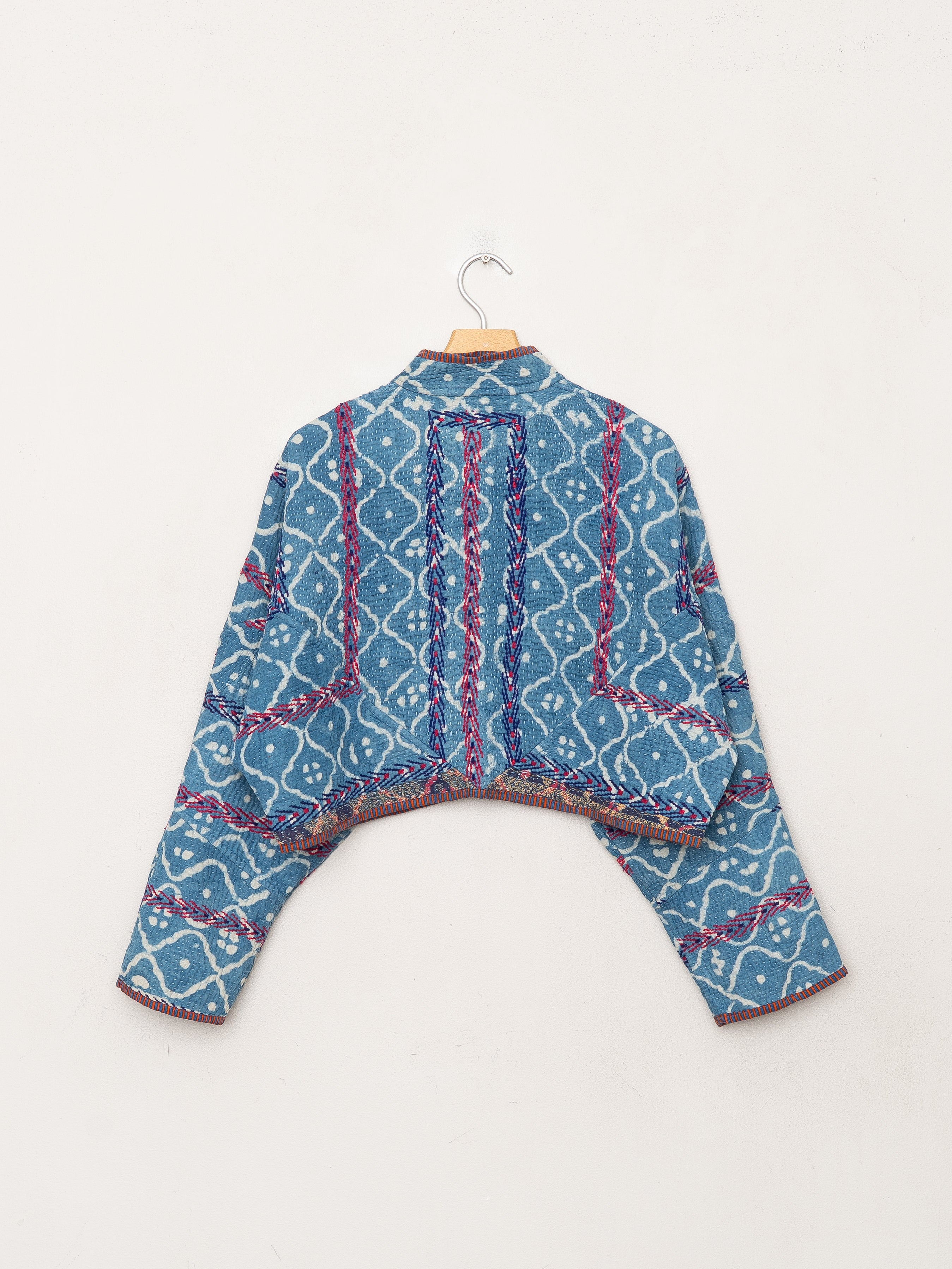 The Kaira Cropped Quilted Indigo Kantha Jacket