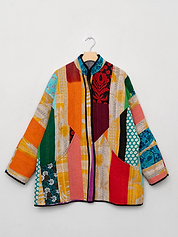 The Narmada Quilted Patchwork Kantha Jacket
