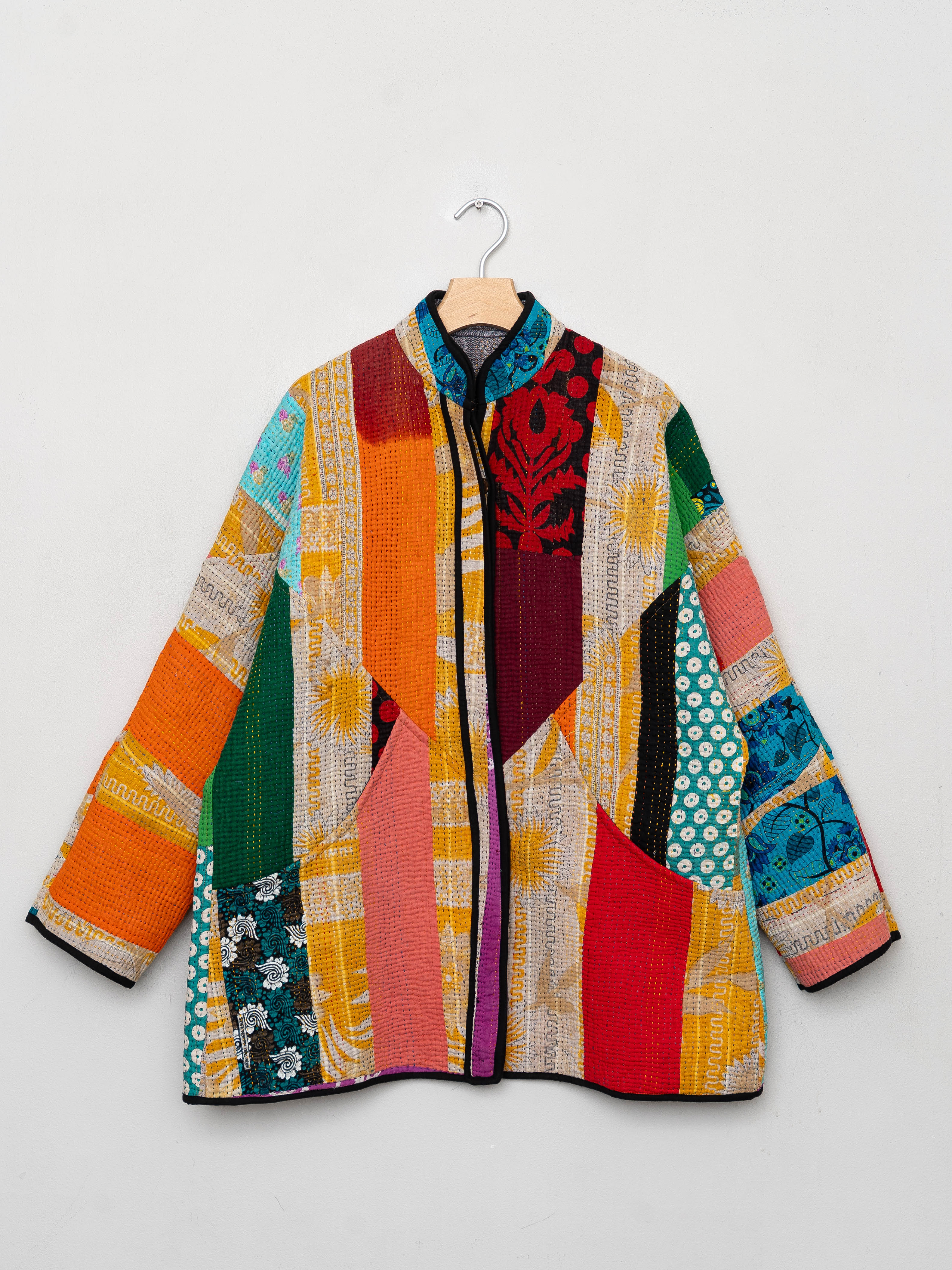 The Narmada Quilted Patchwork Kantha Jacket