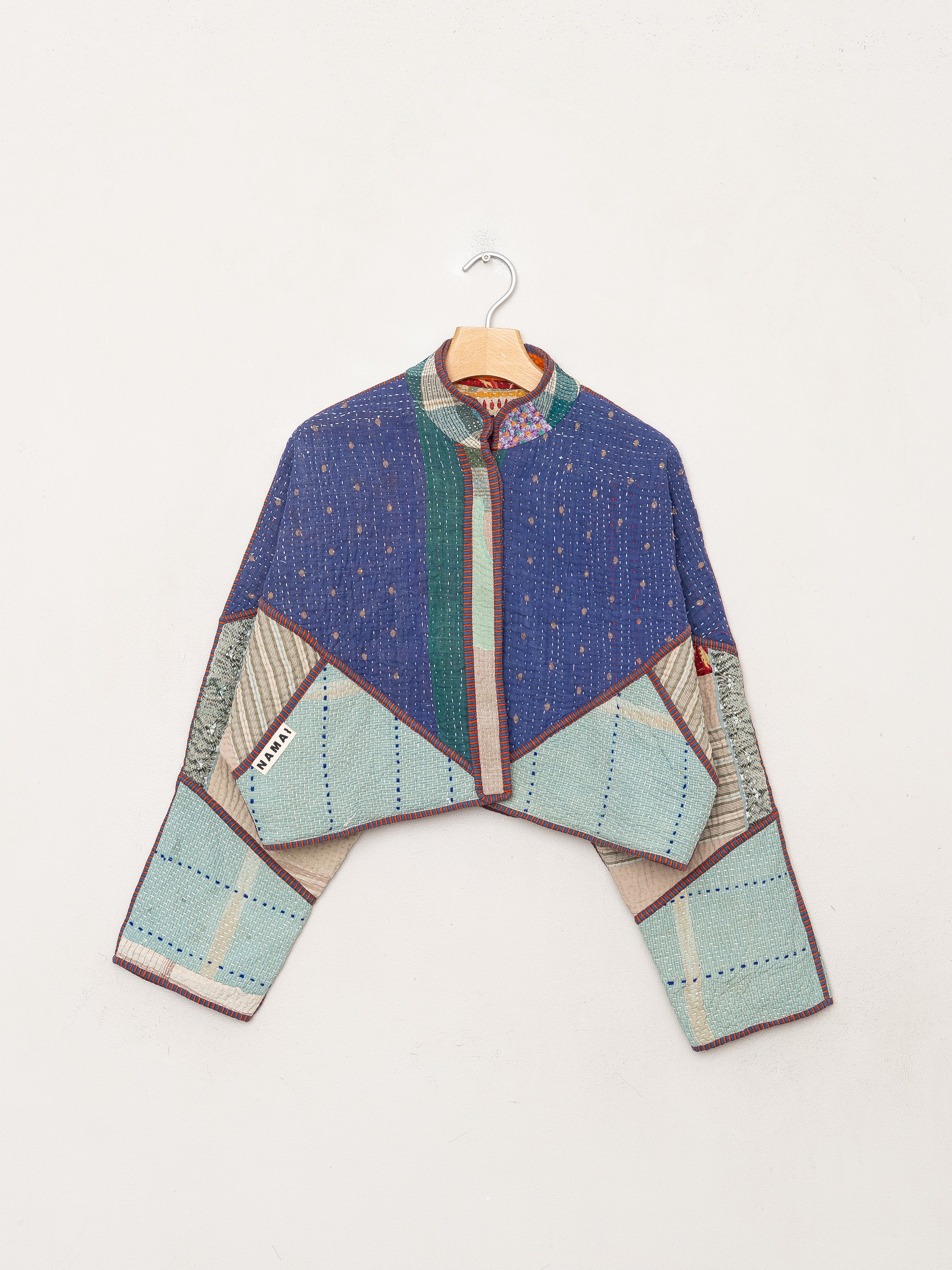 The Kaira Cropped Quilted Patchwork Kantha Jacket