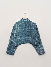 The Kaira Cropped Quilted Indigo Kantha Jacket