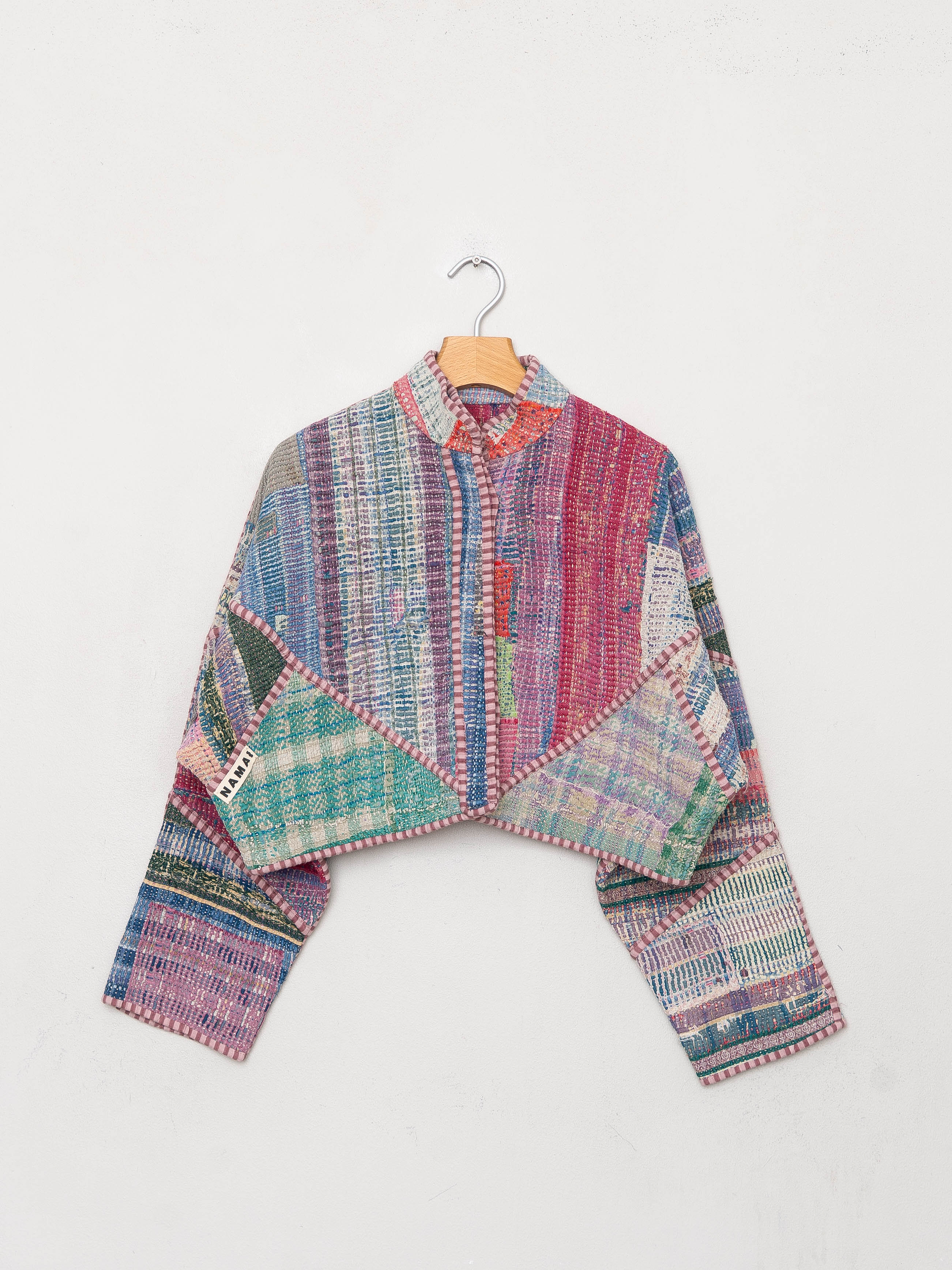 The Kaira Cropped Quilted Patchwork Kantha Jacket