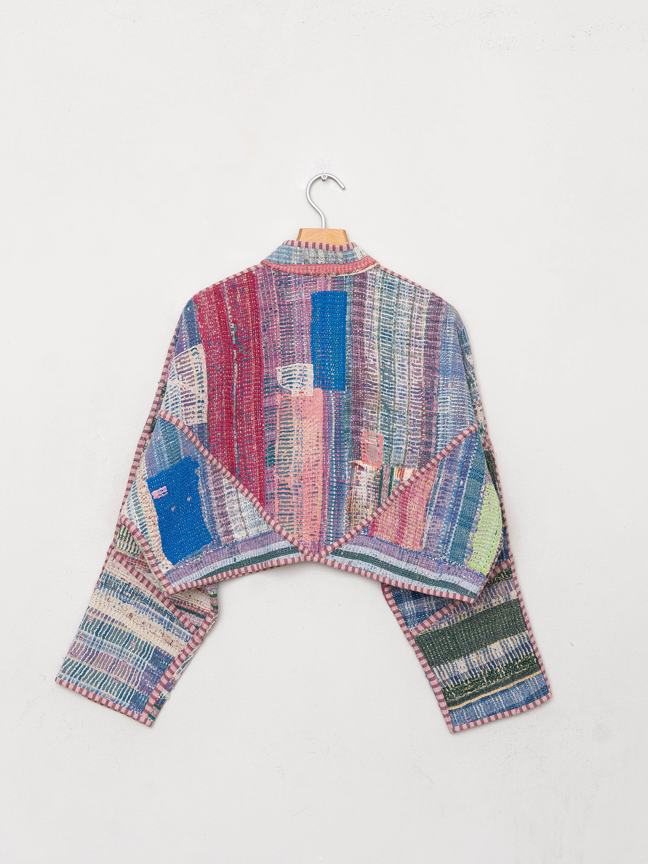 The Kaira Cropped Quilted Patchwork Kantha Jacket