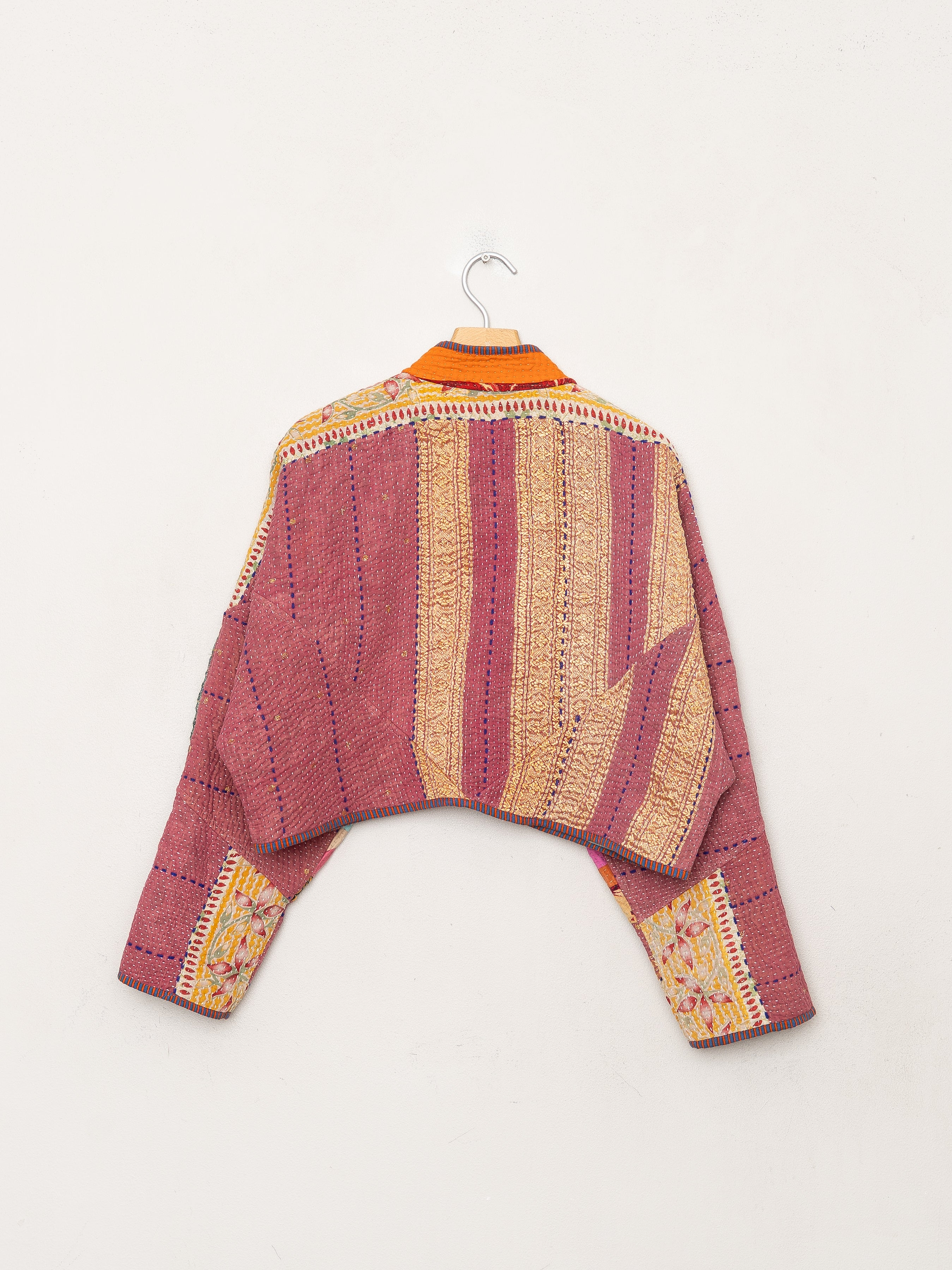 The Kaira Cropped Quilted Patchwork Kantha Jacket