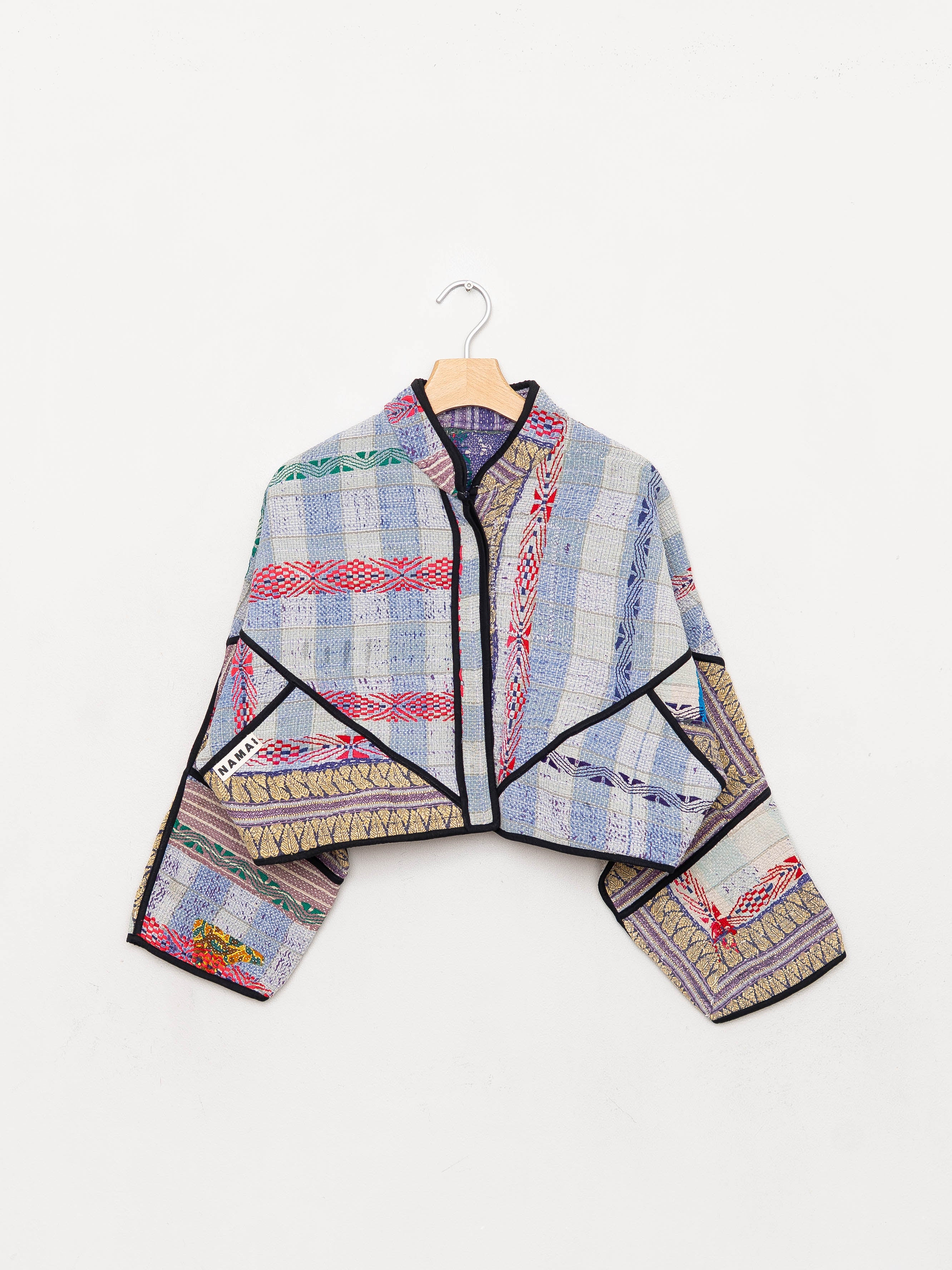 The Kaira Cropped Quilted Patchwork Kantha Jacket