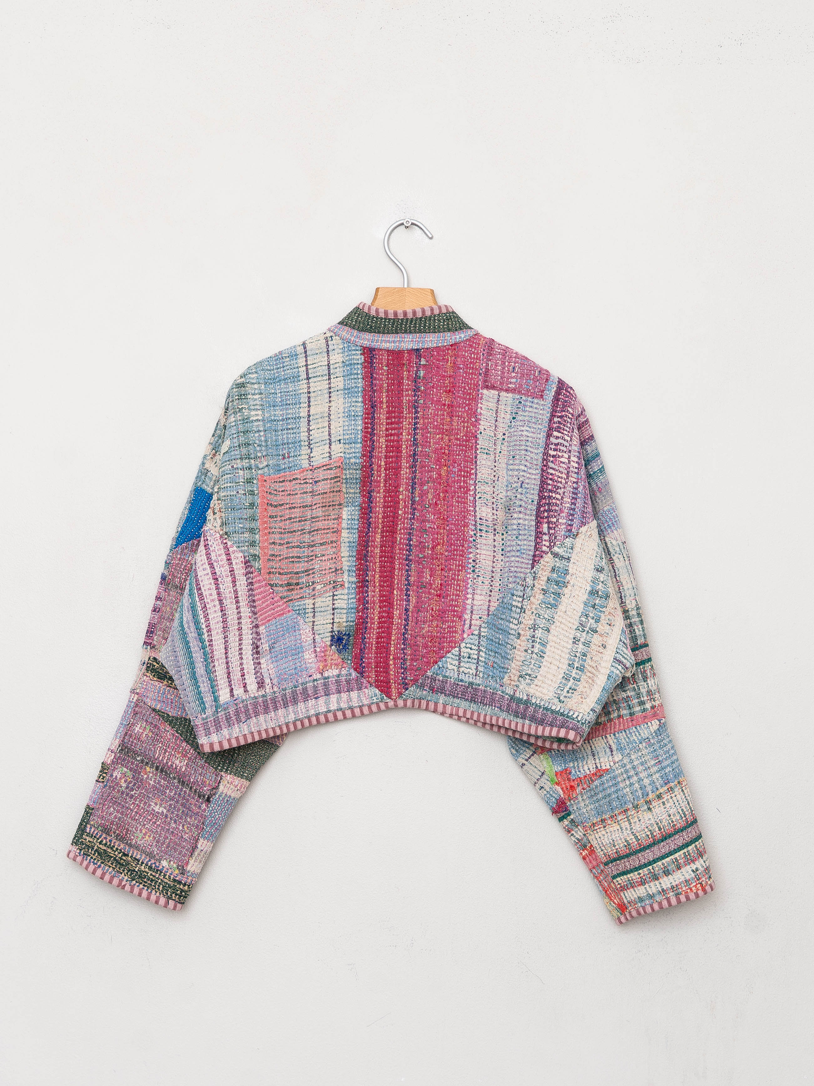 The Kaira Cropped Quilted Patchwork Kantha Jacket