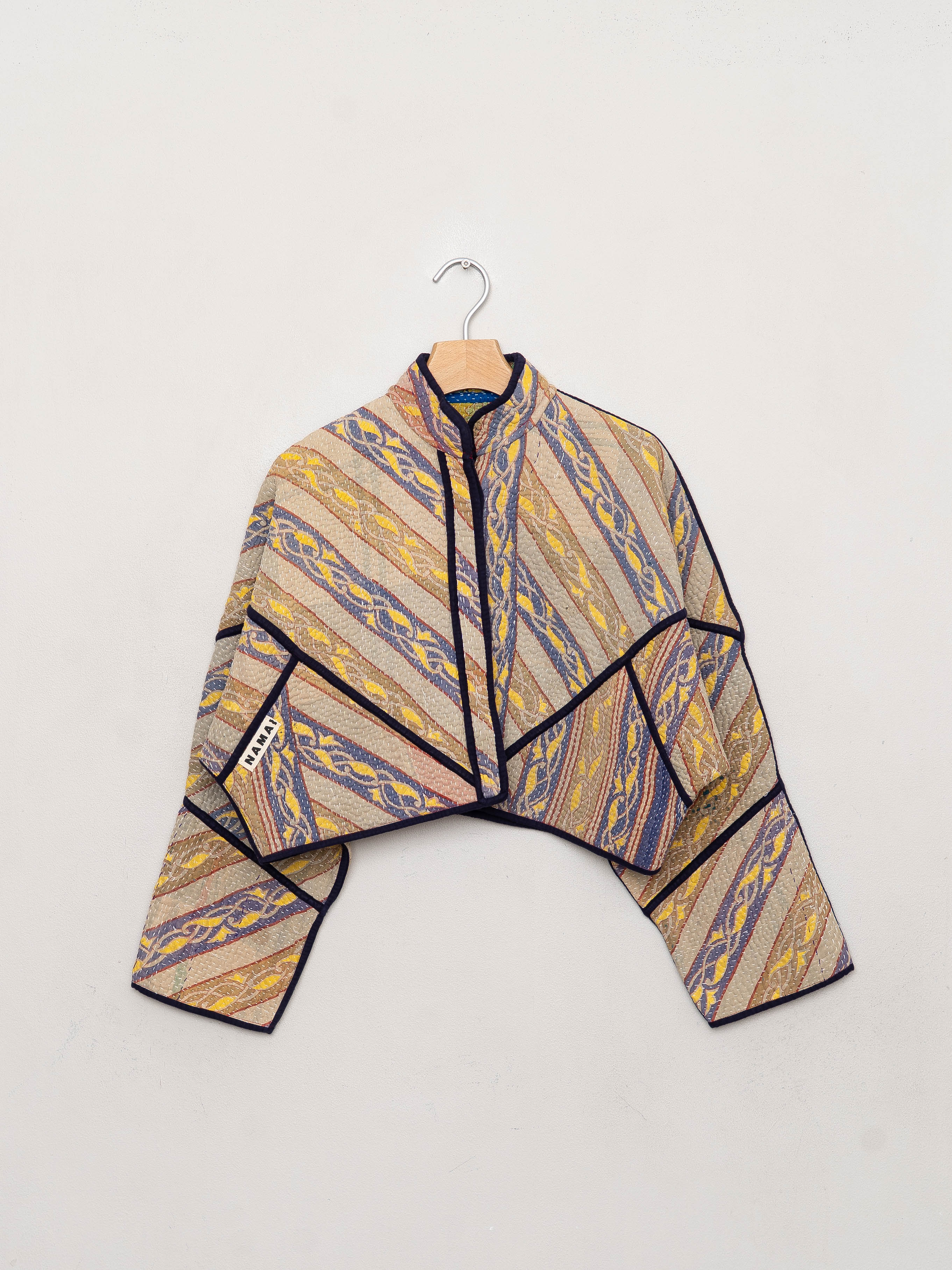 The Kaira Cropped Quilted Patchwork Kantha Jacket
