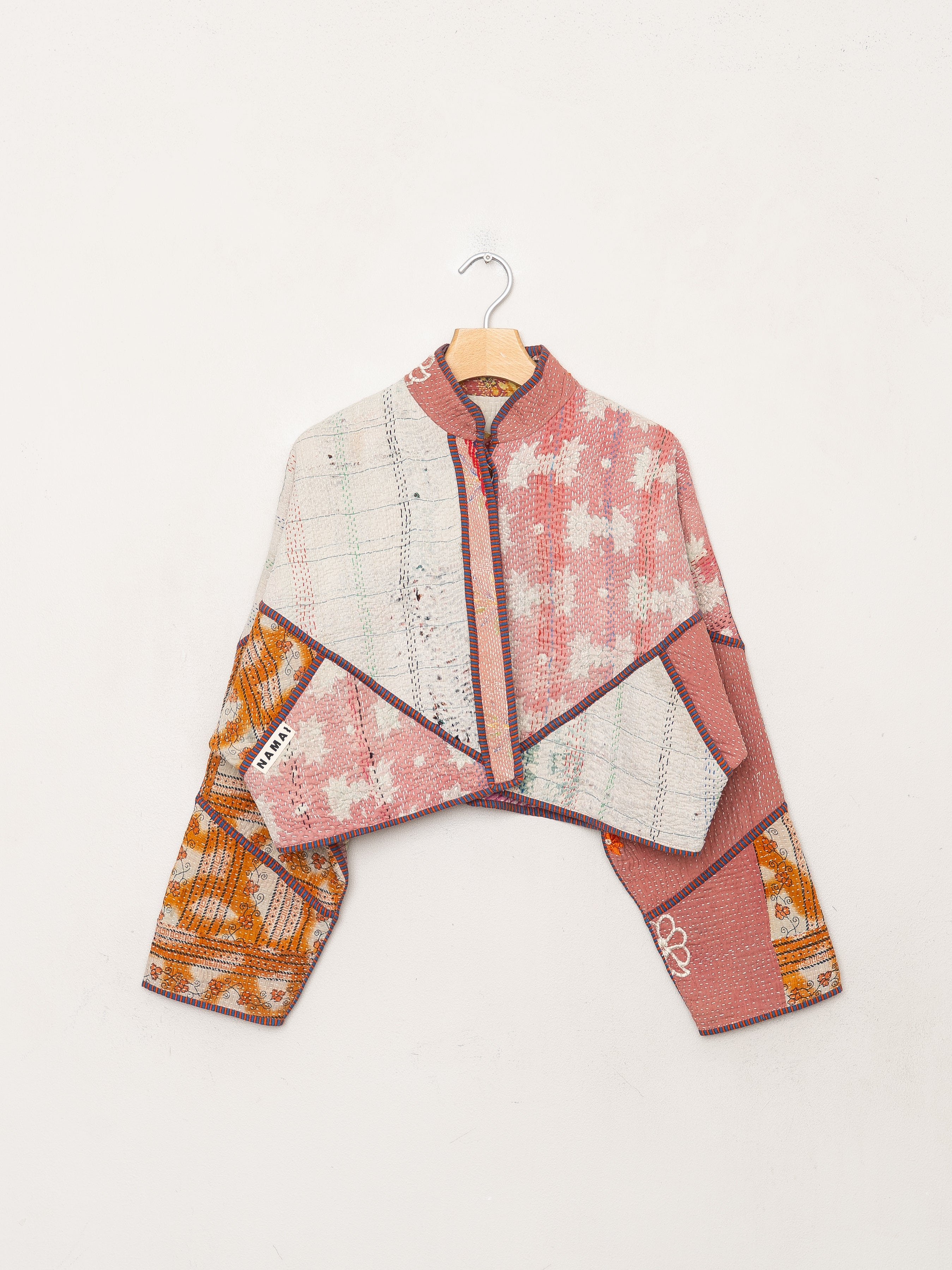 The Kaira Cropped Quilted Patchwork Kantha Jacket