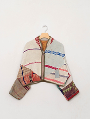 The Kaira Cropped Suzani Quilted Kantha Jacket