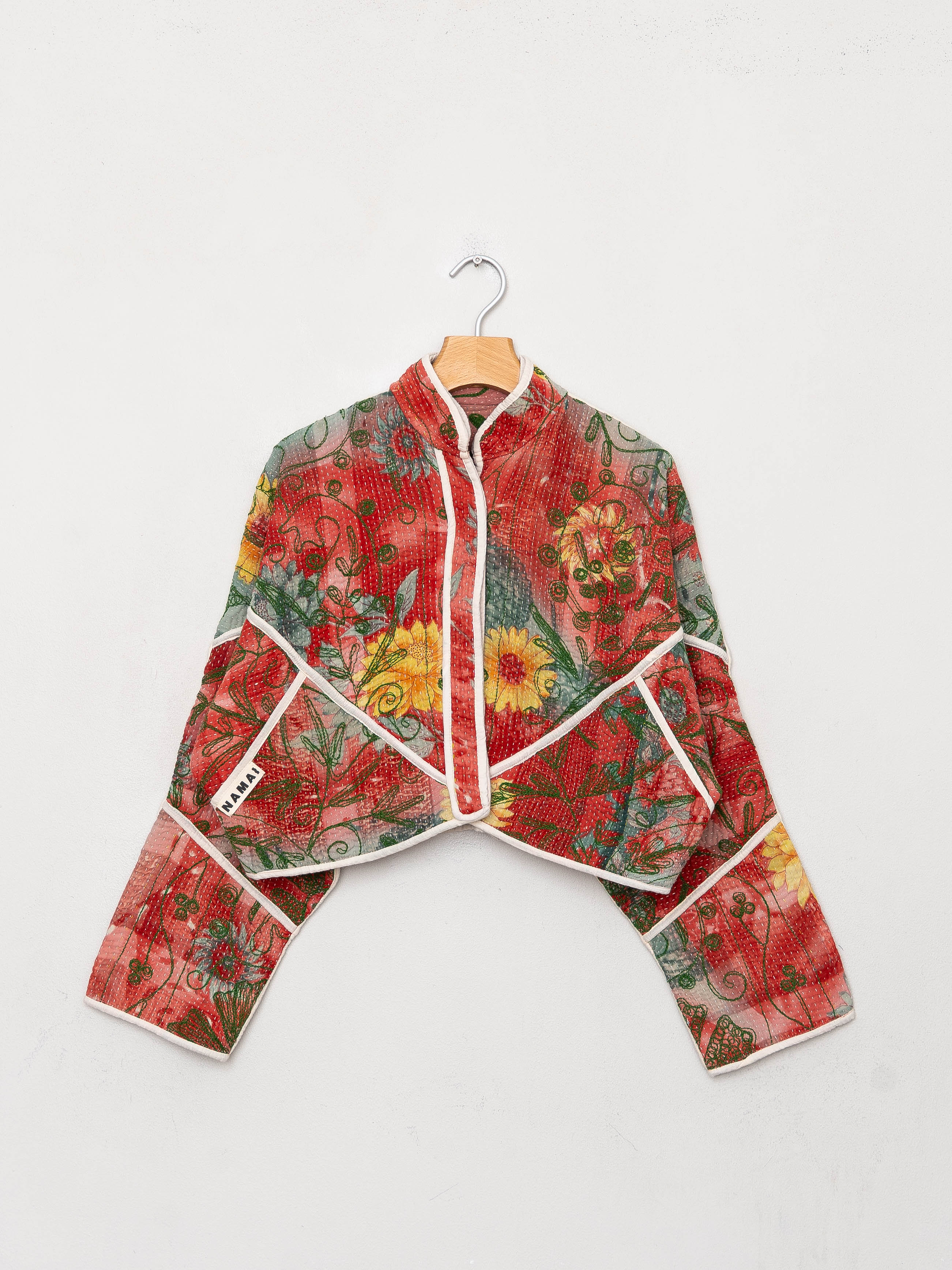 The Kaira Cropped Suzani Quilted Kantha Jacket