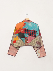 The Kaira Cropped Quilted Patchwork Kantha Jacket