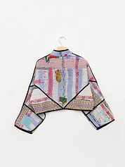 The Kaira Cropped Quilted Patchwork Kantha Jacket