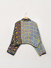 The Kaira Cropped Quilted Patchwork Kantha Jacket
