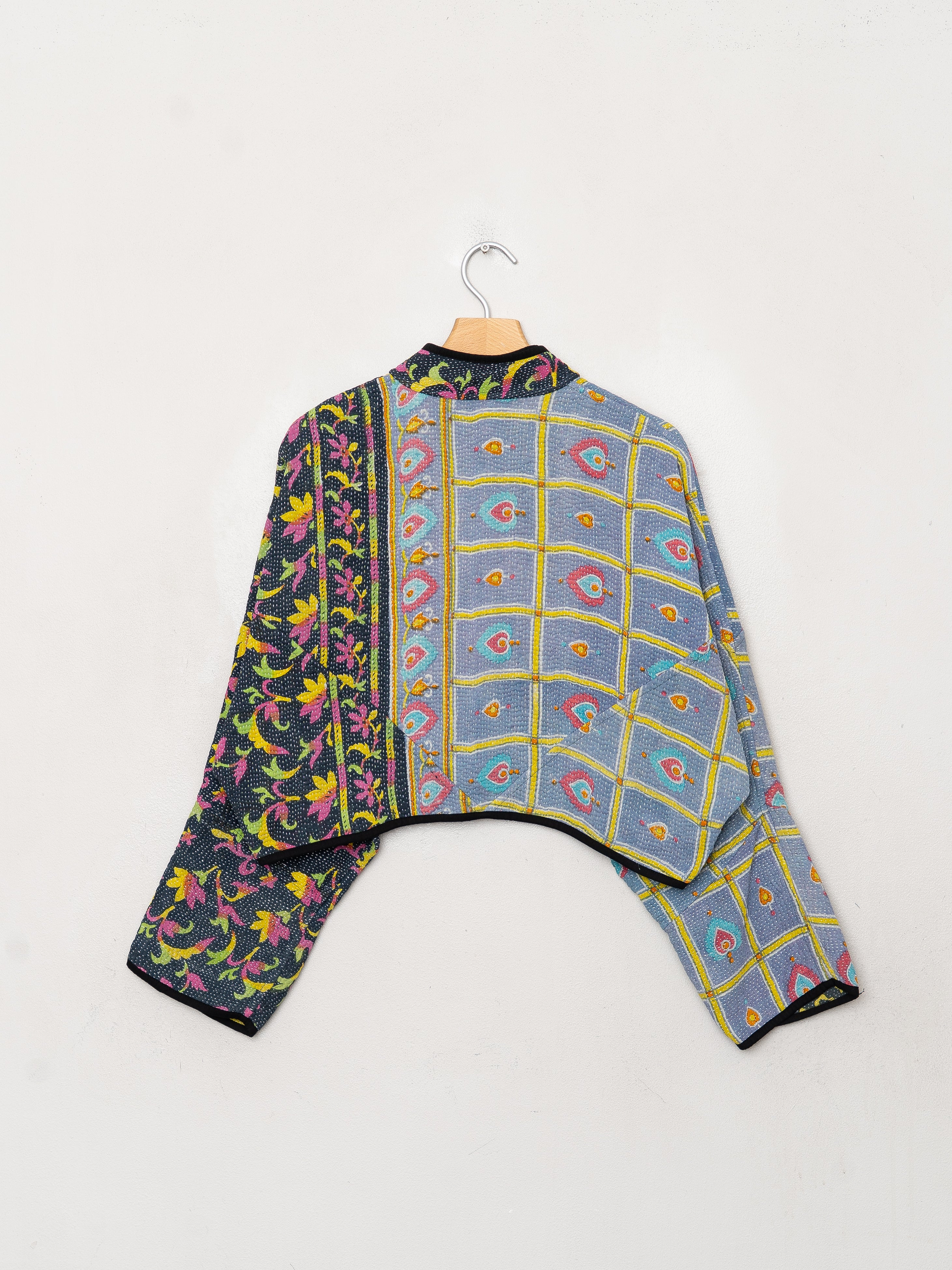 The Kaira Cropped Quilted Patchwork Kantha Jacket