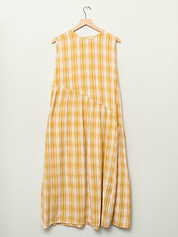 The Anan Gathered Dress  ~ Turmeric Check