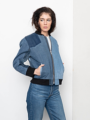 The Veda Denim Bomber Jacket - Small